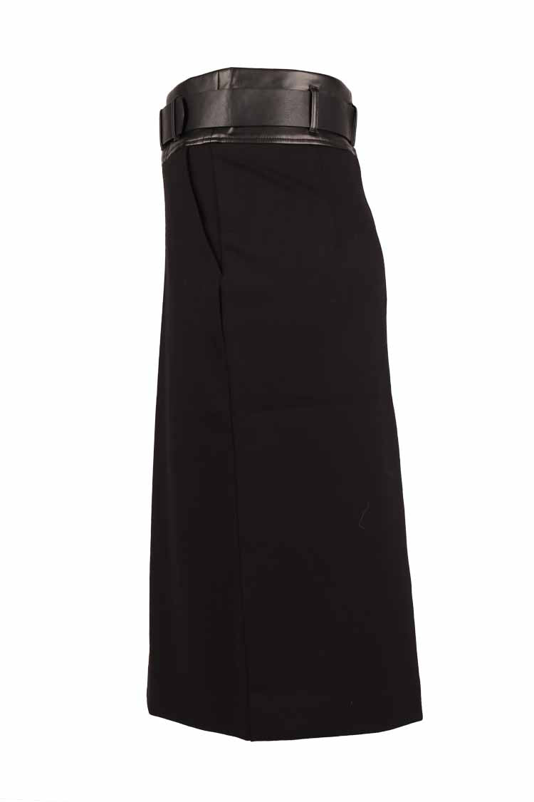 Jersey Midi Skirt w Leather Belt | FINAL SALE