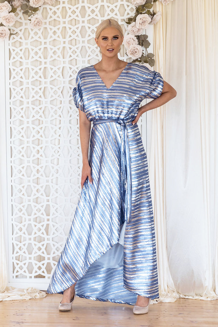 Kathryn Dress in Sky Stripe Sequin Dresses Lucy Laurita - Leiela 