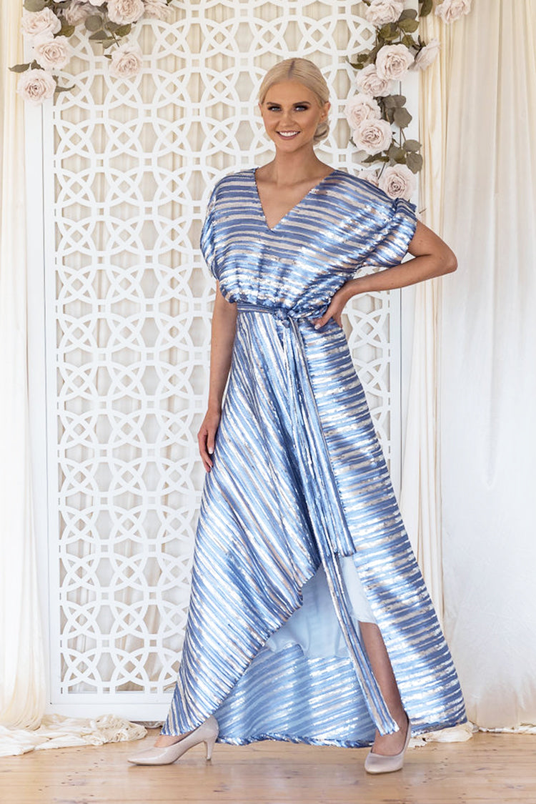 Kathryn Dress in Sky Stripe Sequin Dresses Lucy Laurita - Leiela 