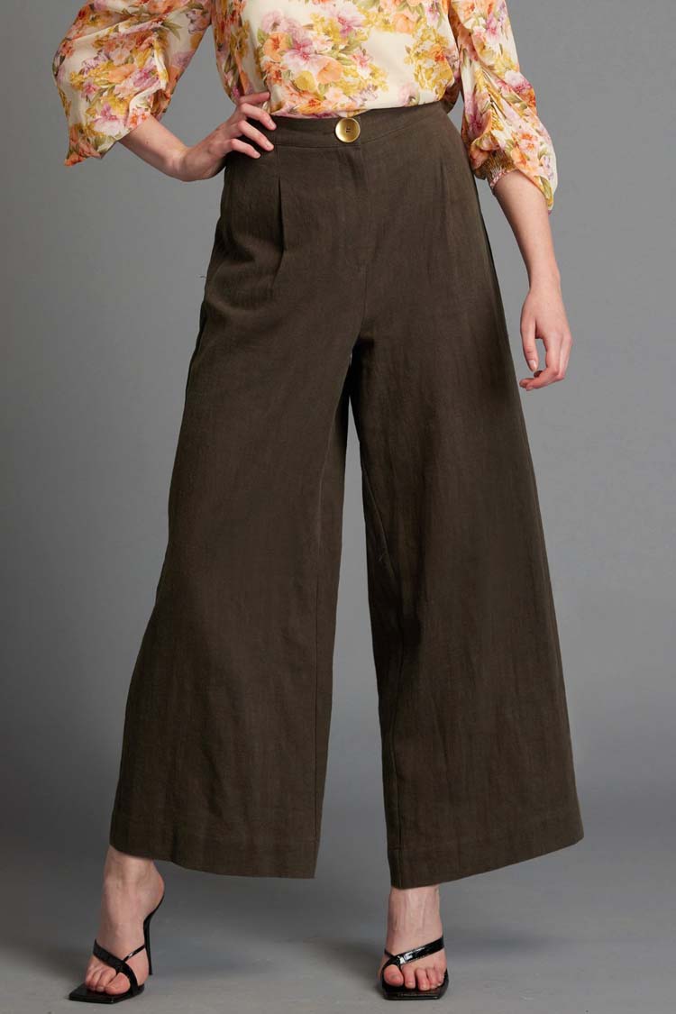 Last Dance Solid Wide Leg High Waisted Pant