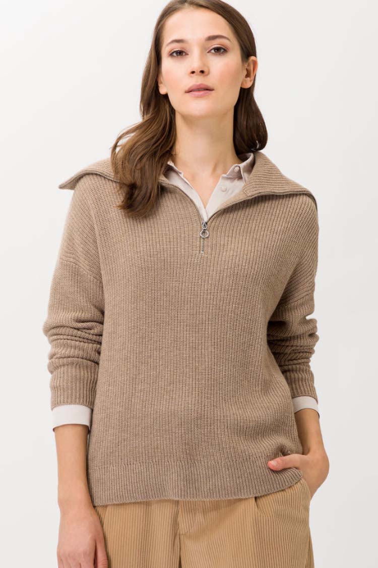 Leila Half Zip Sweater in Camel | FINAL SALE