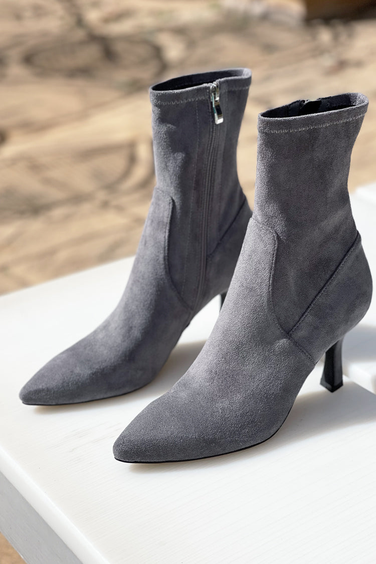 Lisbon Heeled Boot in Grey