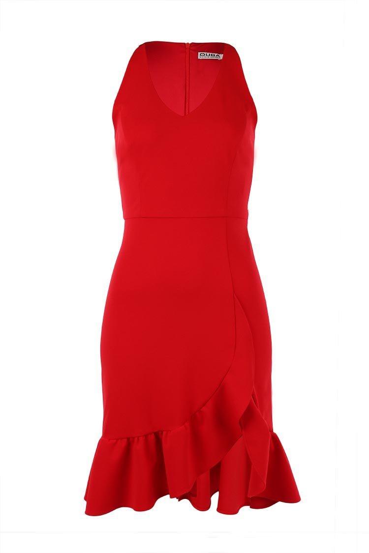 Loren Frill Skirt Dress in Red Dresses Quba 