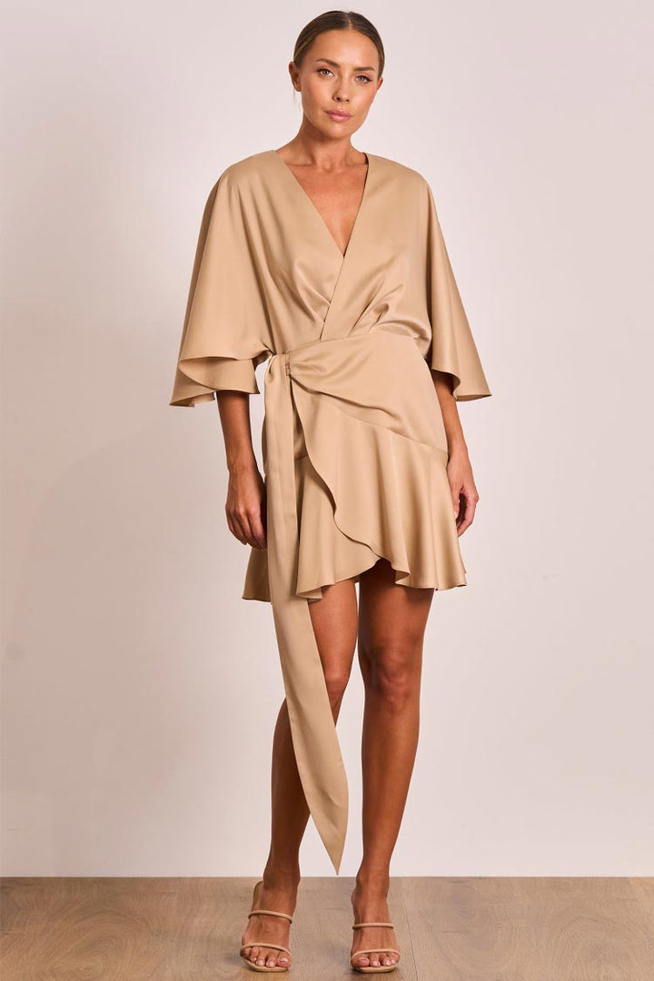 Lucia Wrap Dress in Sand | FINAL SALE