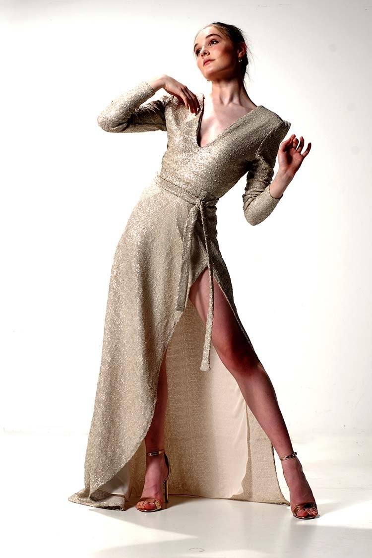 Viva LS Gown in Champagne Dresses Lucy Laurita - Leiela 