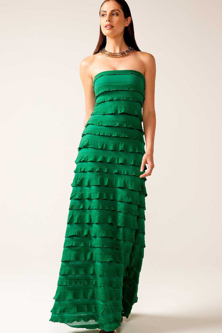 Maddison Maxi Ruffle Dress in Emerald