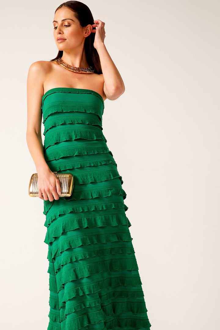 Maddison Maxi Ruffle Dress in Emerald