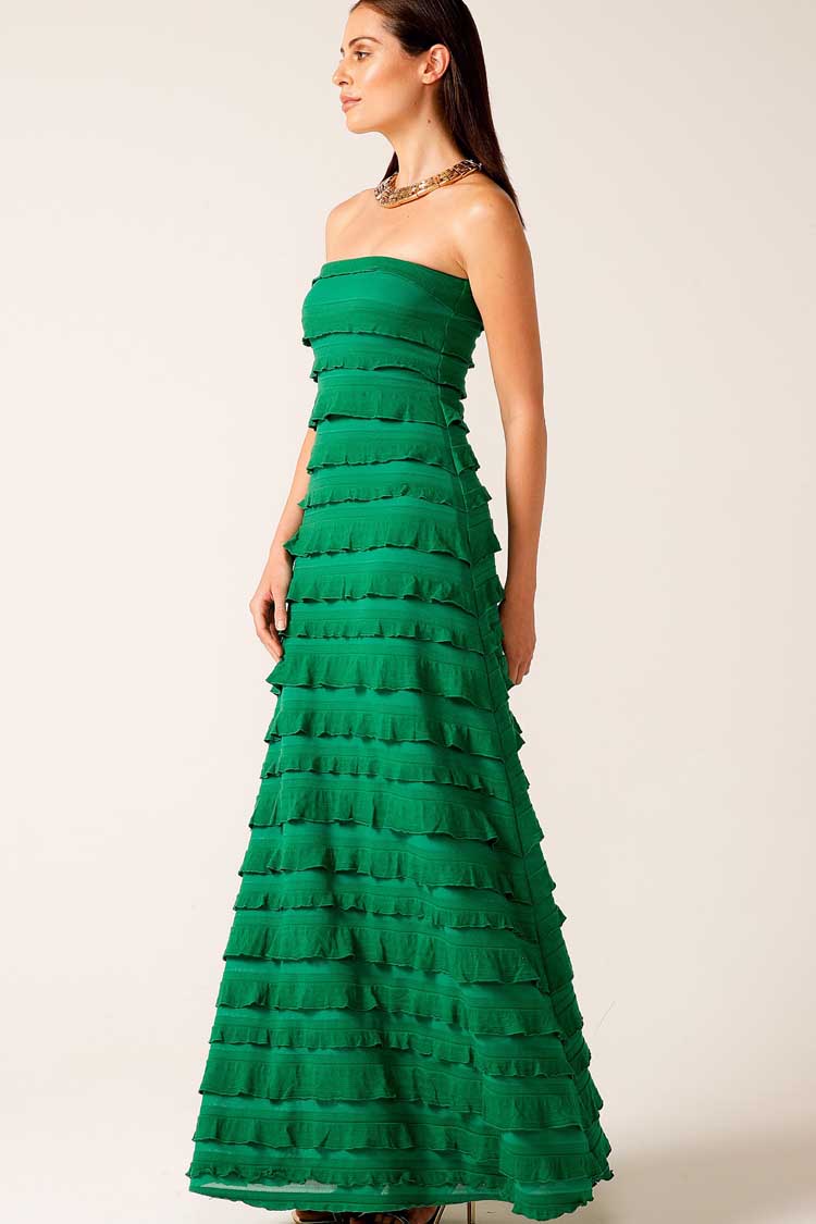 Maddison Maxi Ruffle Dress in Emerald