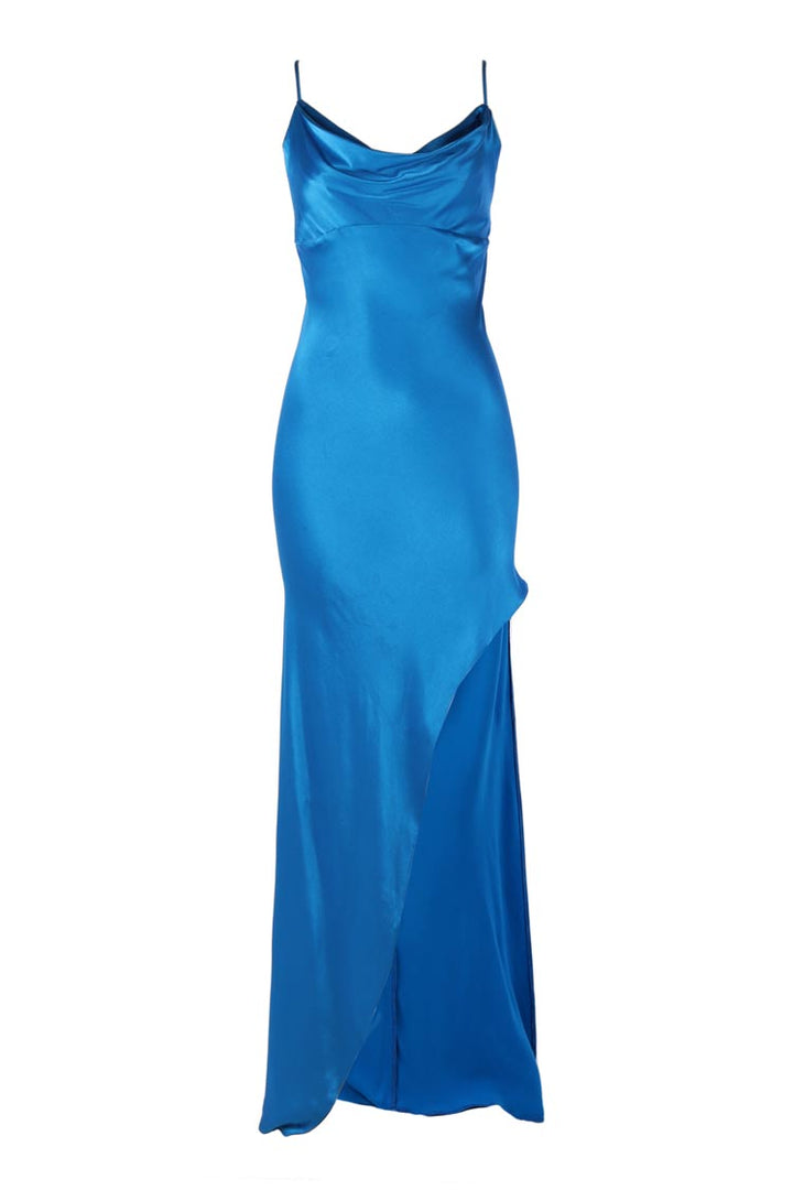 Matti Silk Satin Dress in Peacock