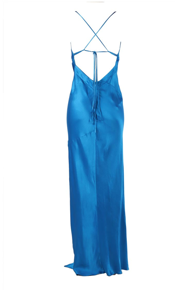 Matti Silk Satin Dress in Peacock