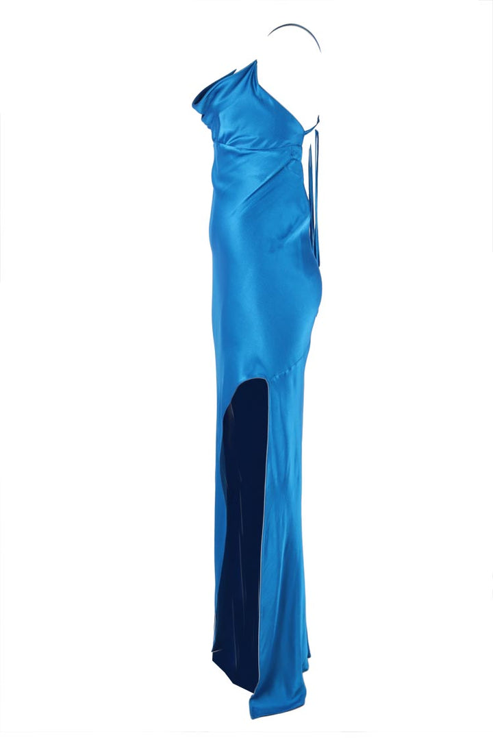Matti Silk Satin Dress in Peacock