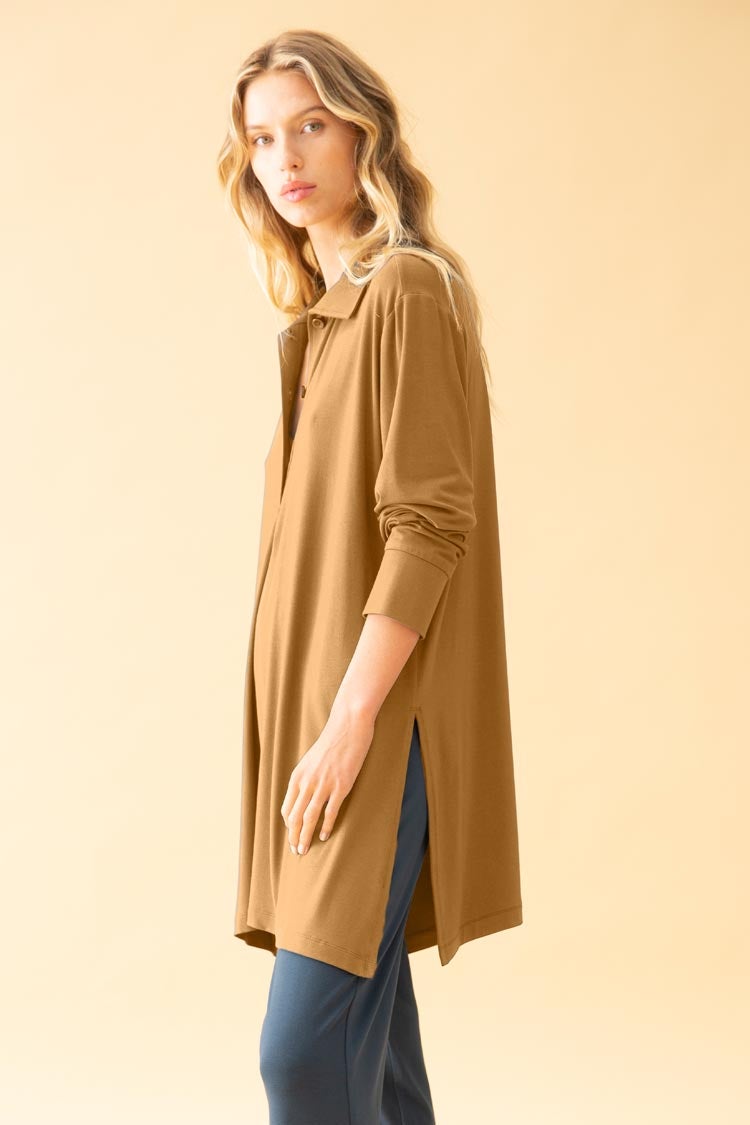 Maxi Polo in Caramel Tops Mela Purdie 