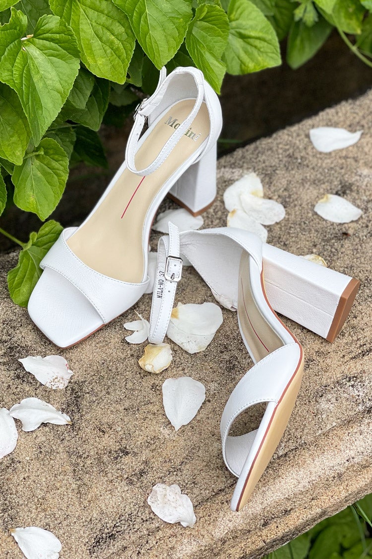 Mila Heeled Sandals in White Shoes Mollini 