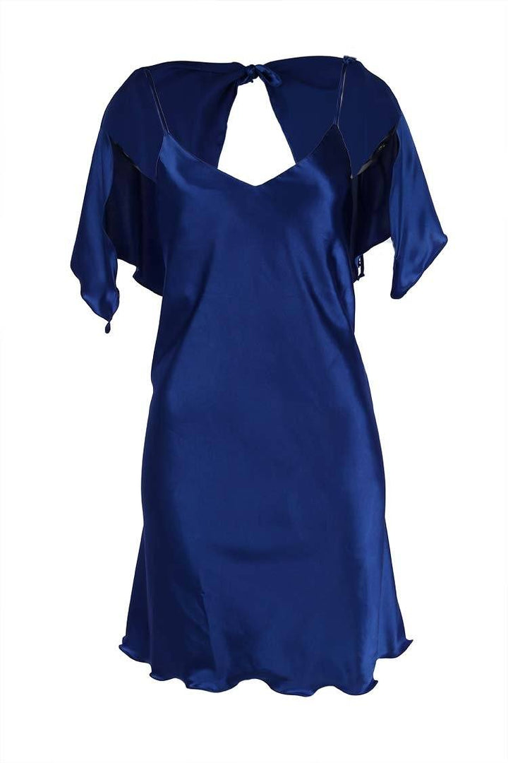 Mini Cape Slip Dress in Royal Dresses Lucy Laurita - Leiela 