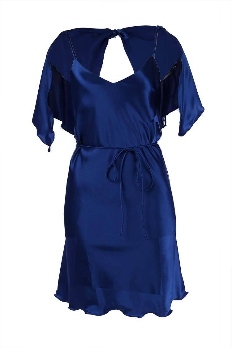 Mini Cape Slip Dress in Royal Dresses Lucy Laurita - Leiela 