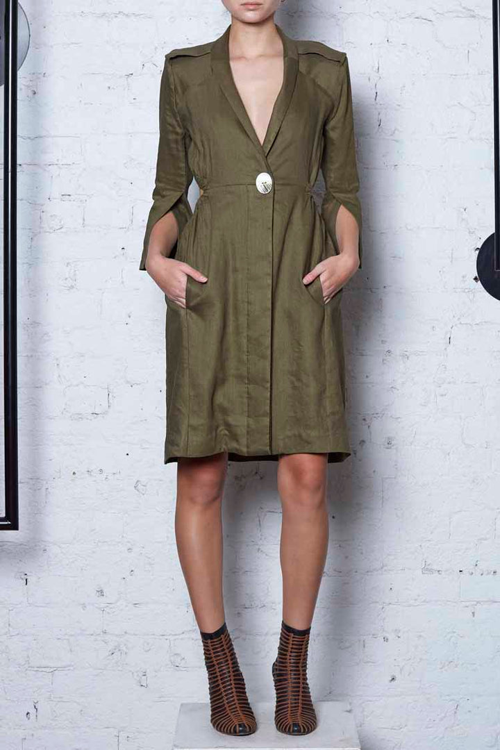 Nature Crusader Jacket Dress in Army Green | FINAL SALE