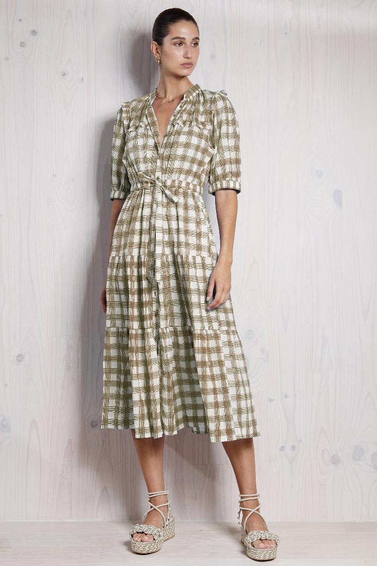 Pacific Dress in King Check Brown | FINAL SALE