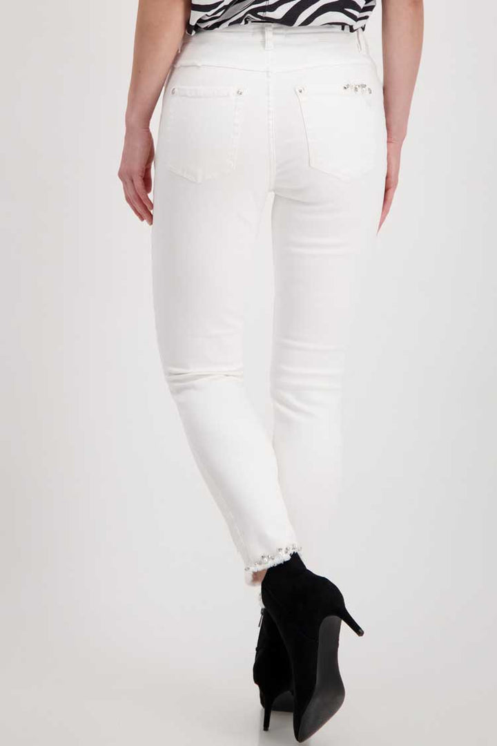 Pearls Details Jeans in White