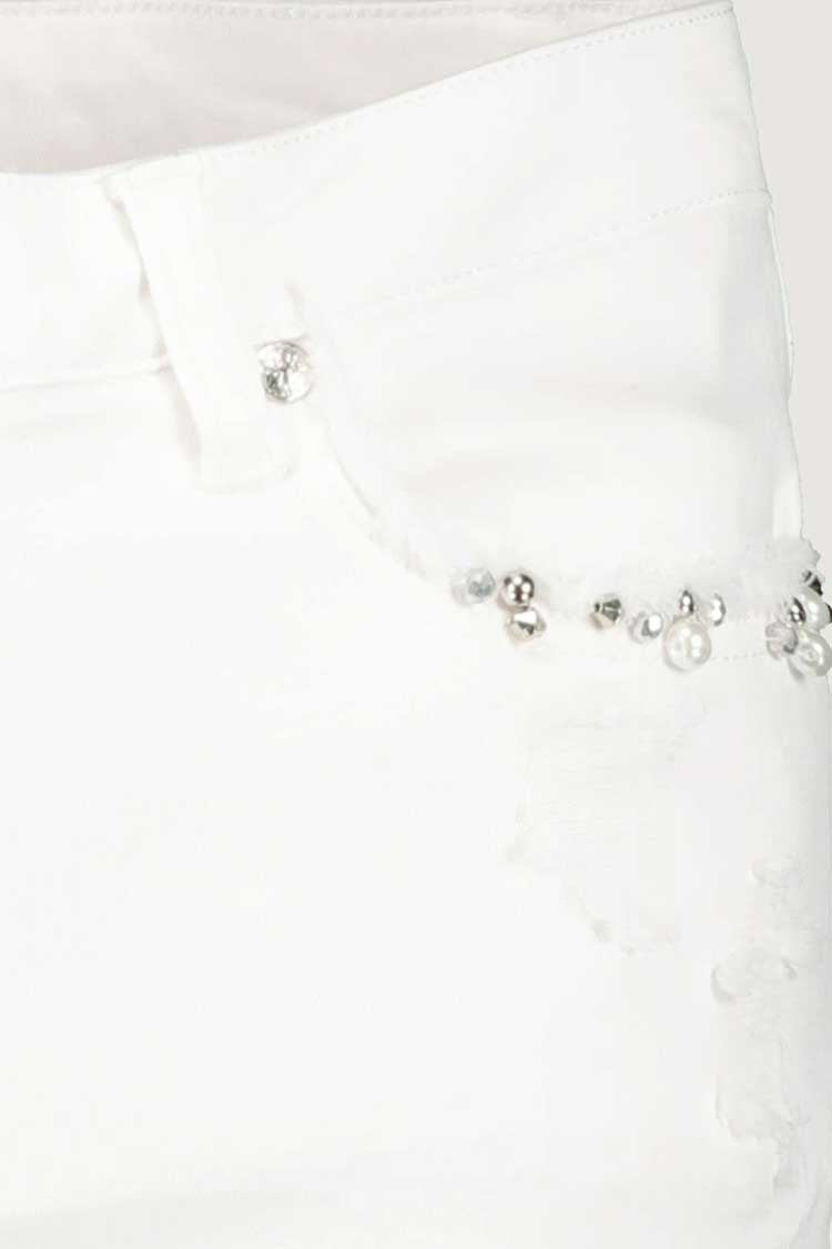 Pearls Details Jeans in White