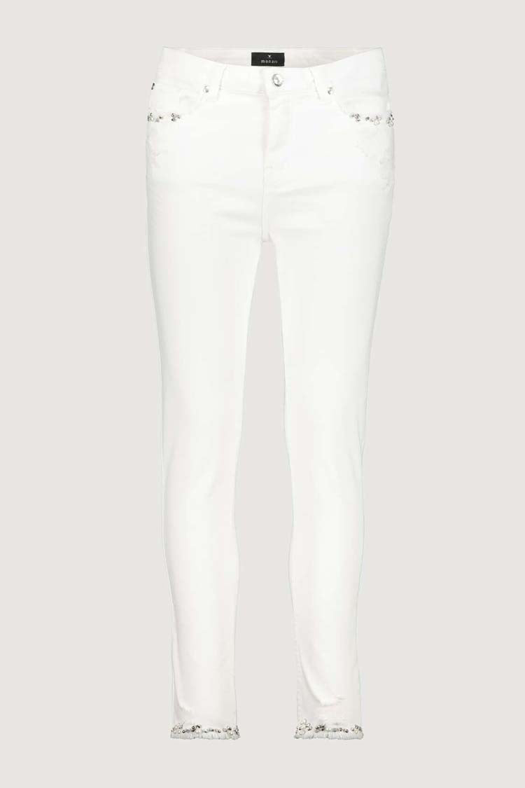 Pearls Details Jeans in White
