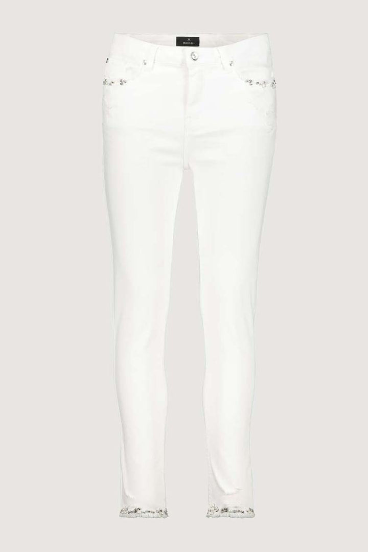 Pearls Details Jeans in White