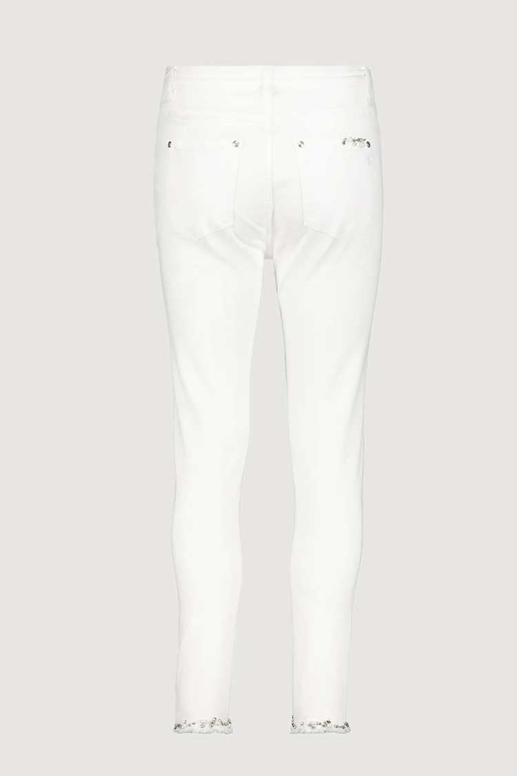 Pearls Details Jeans in White