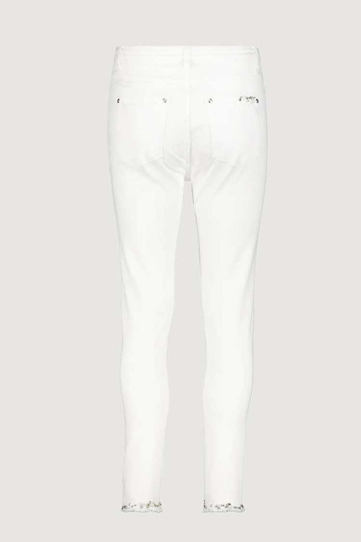 Pearls Details Jeans in White