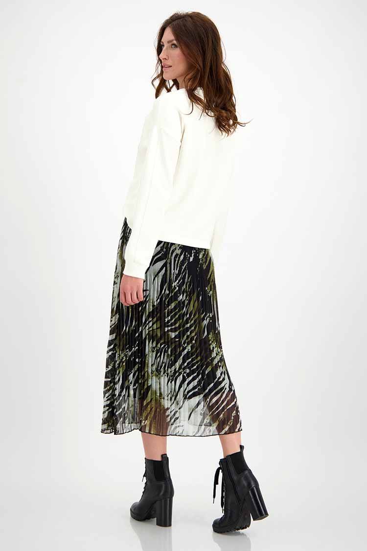 Pleated Midi Skirt in Zebra Print Bottoms Monari 