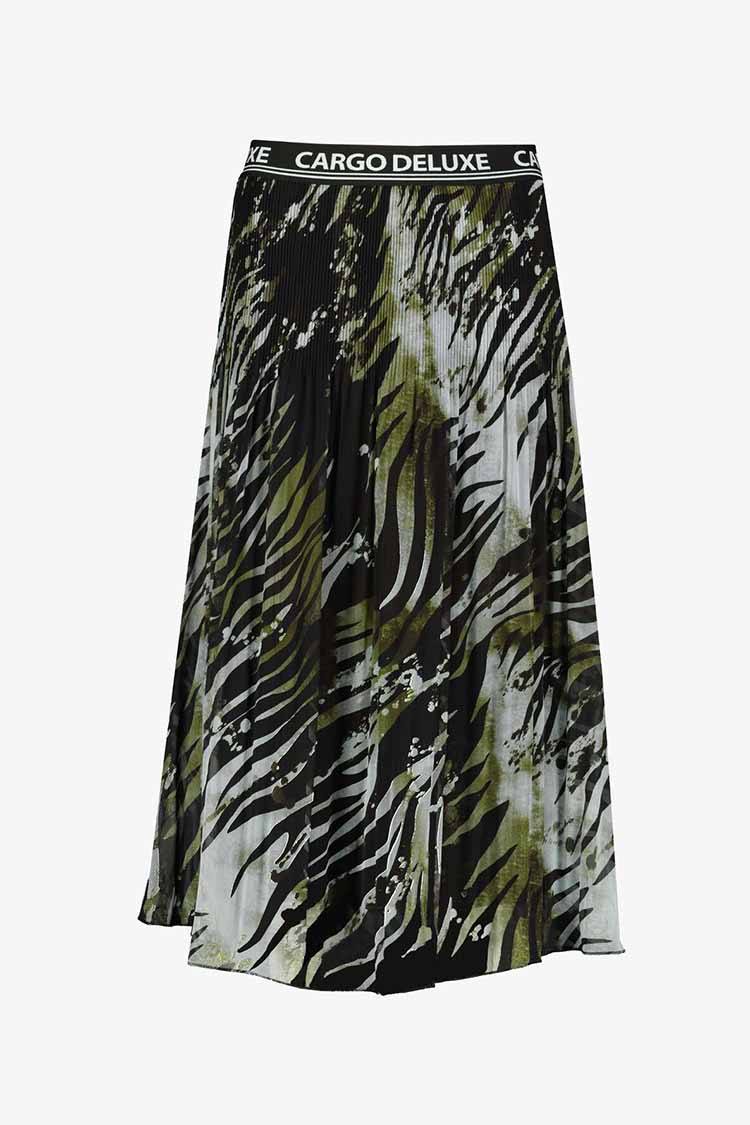 Pleated Midi Skirt in Zebra Print Bottoms Monari 