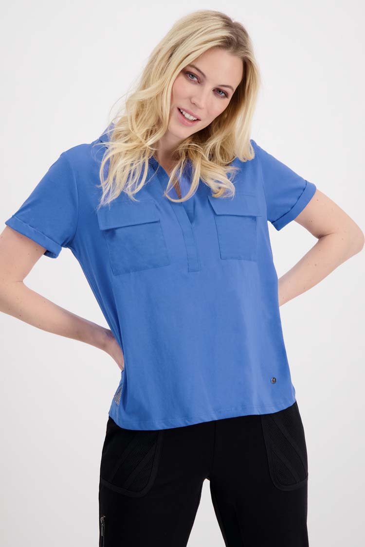 Polo Shirt w Patch Pockets in Ocean | FINAL SALE