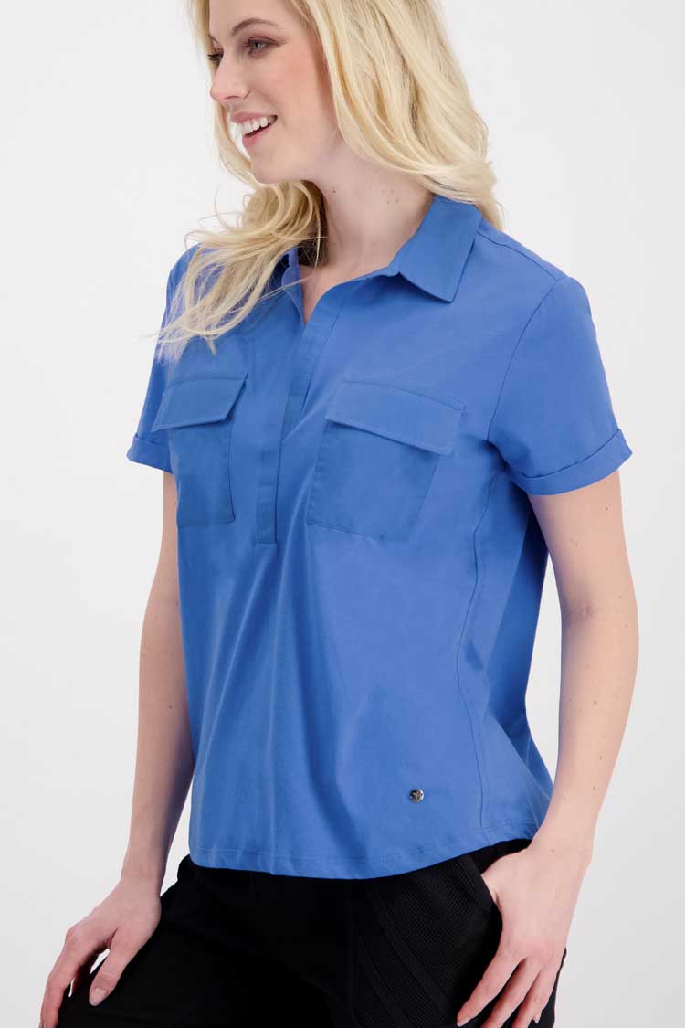 Polo Shirt w Patch Pockets in Ocean | FINAL SALE