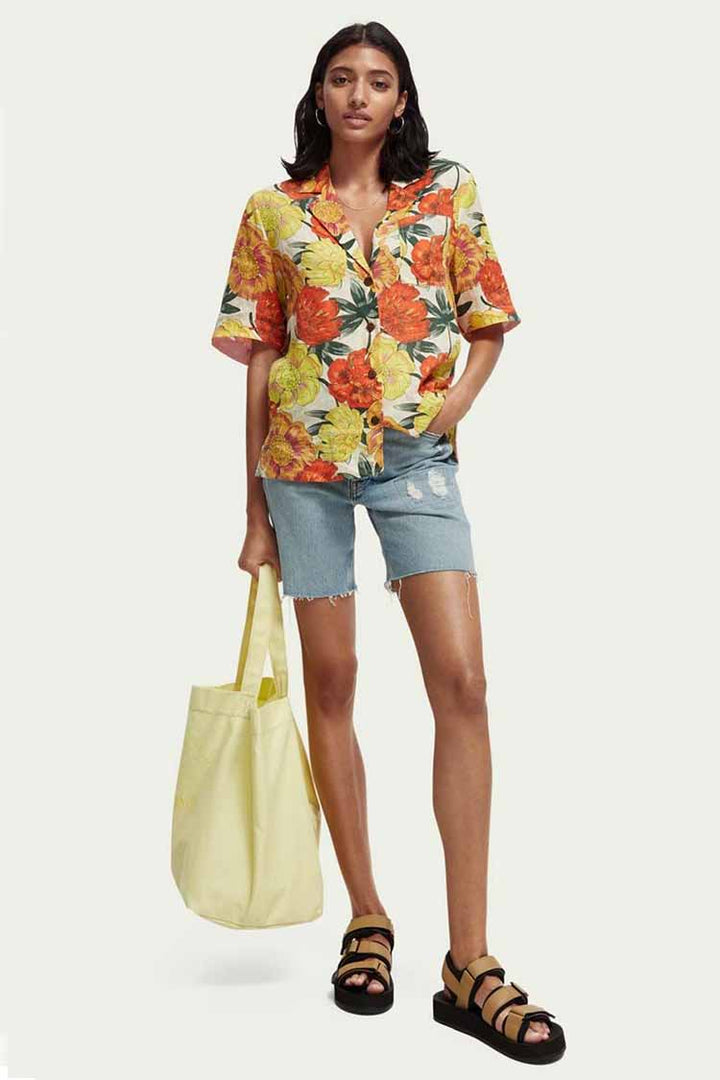 Printed Linen Hawaiian Shirt in Combo J | FINAL SALE