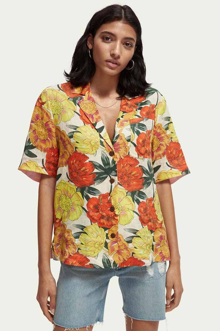 Printed Linen Hawaiian Shirt in Combo J | FINAL SALE