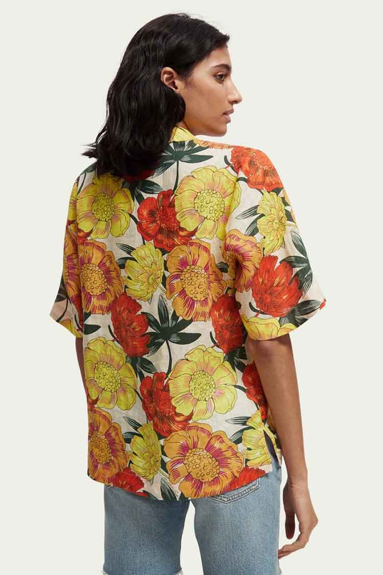 Printed Linen Hawaiian Shirt in Combo J | FINAL SALE