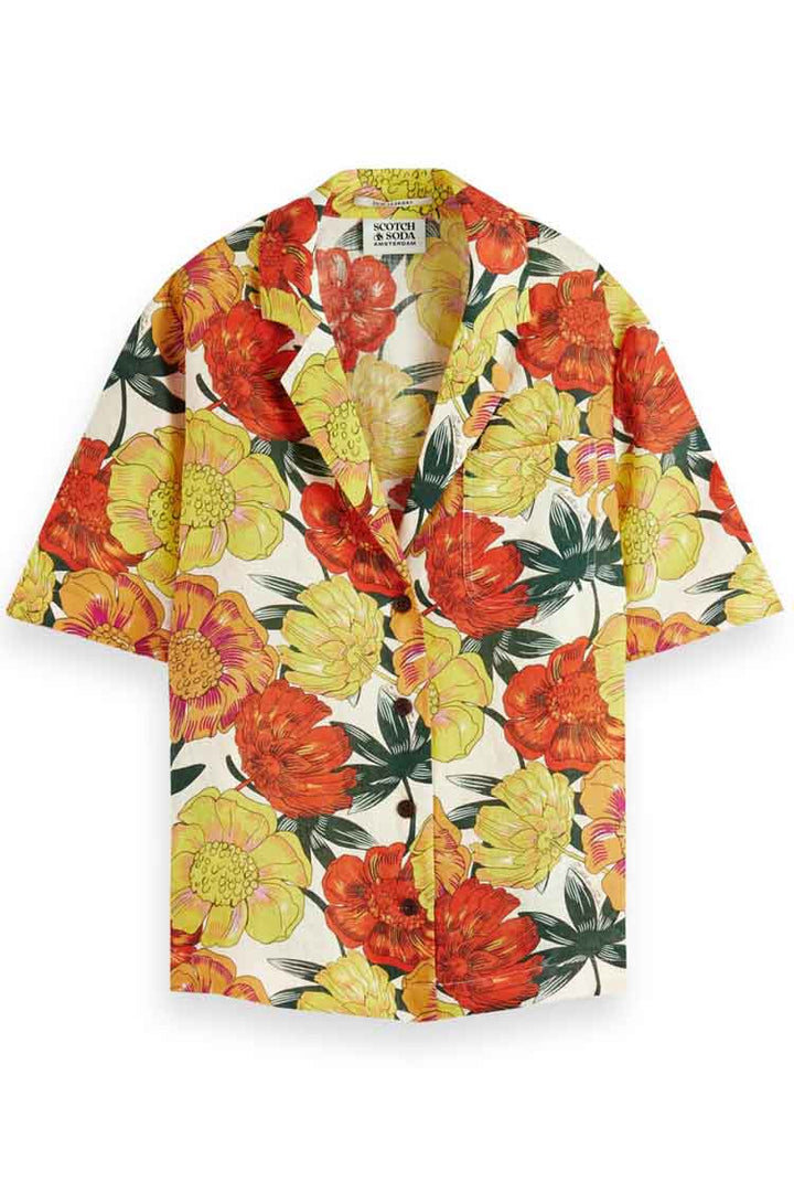 Printed Linen Hawaiian Shirt in Combo J | FINAL SALE