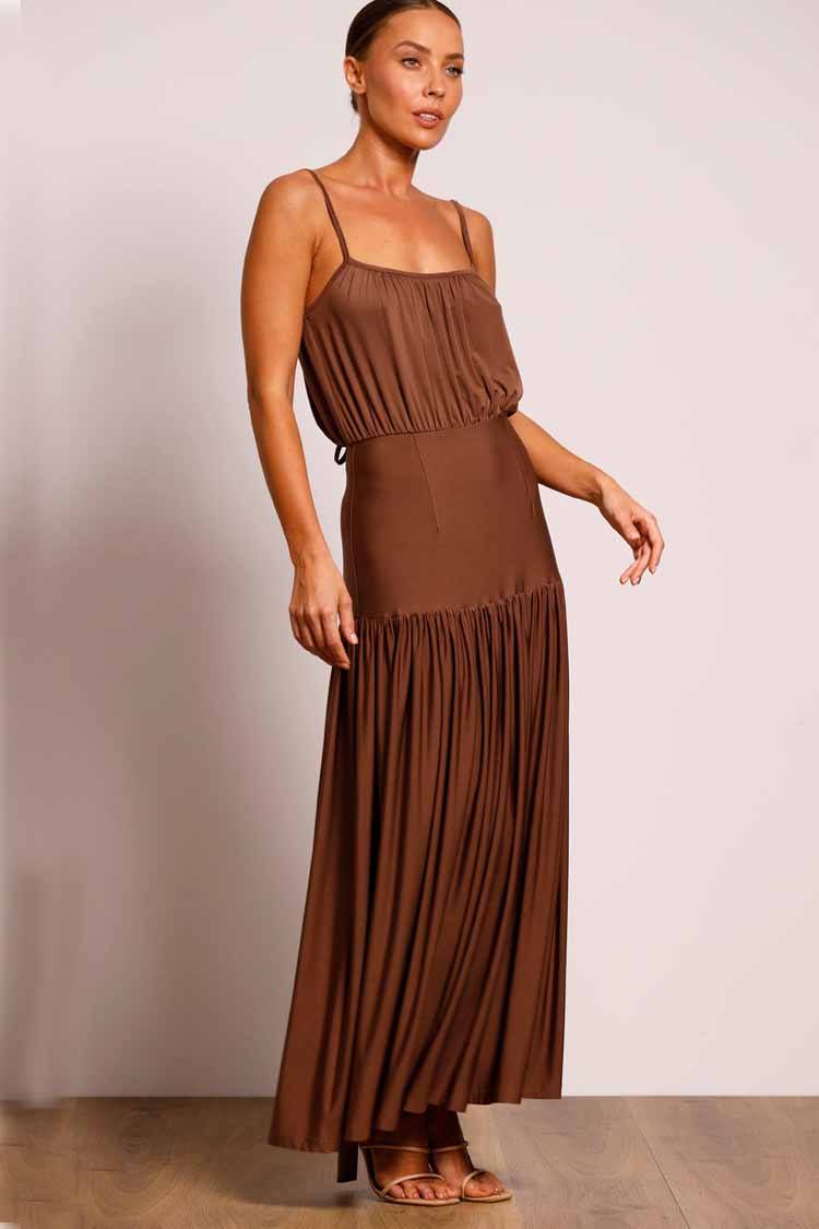 Providence Strap Midi Dress in Brownie Dresses Pasduchas 