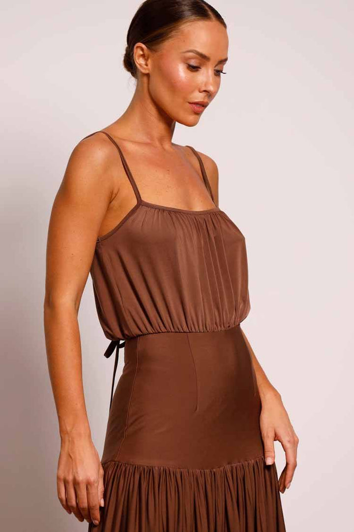 Providence Strap Midi Dress in Brownie Dresses Pasduchas 