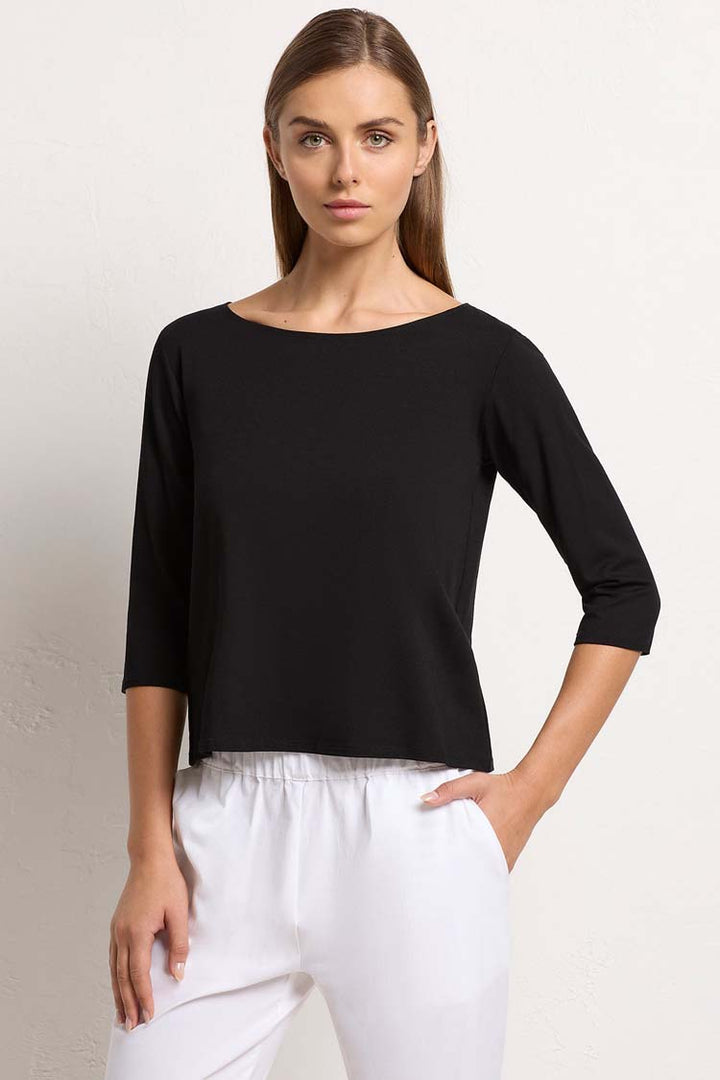 Relaxed Boat Neck in Black