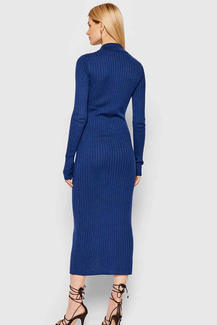 Rib Knit Shirt Dress in Blue | FINAL SALE