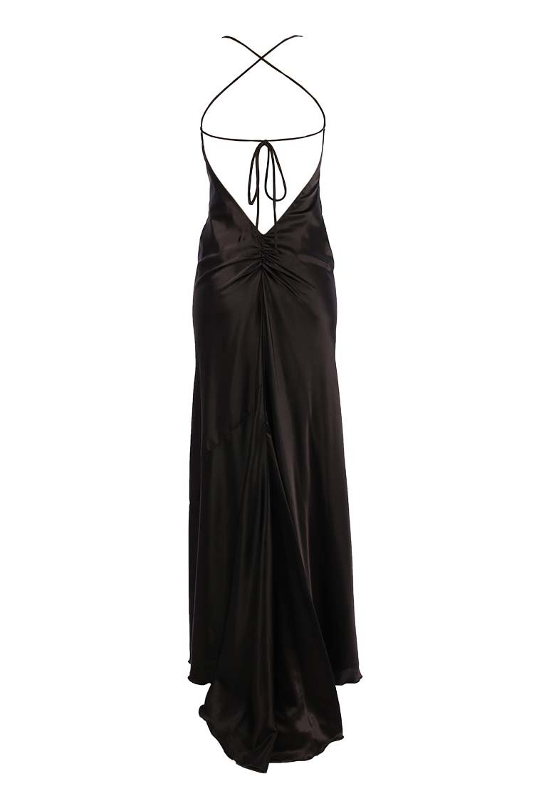 Senna V Neck Long Dress in Black Dresses Lucy Laurita - Leiela 