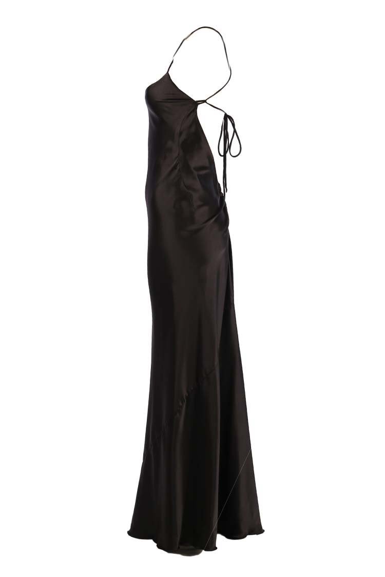 Senna V Neck Long Dress in Black Dresses Lucy Laurita - Leiela 