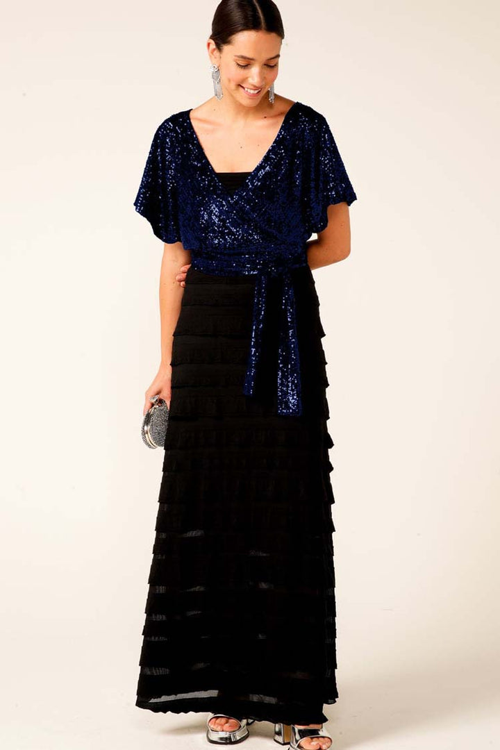 Sequin Wrap Top in Sapphire