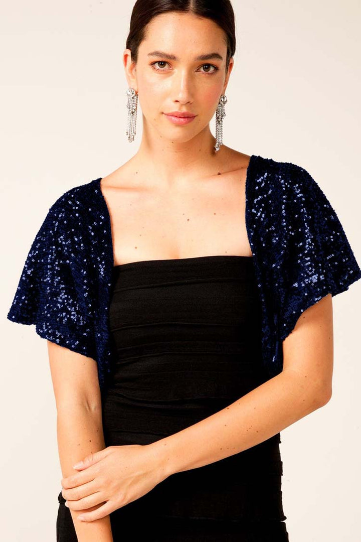 Sequin Wrap Top in Sapphire