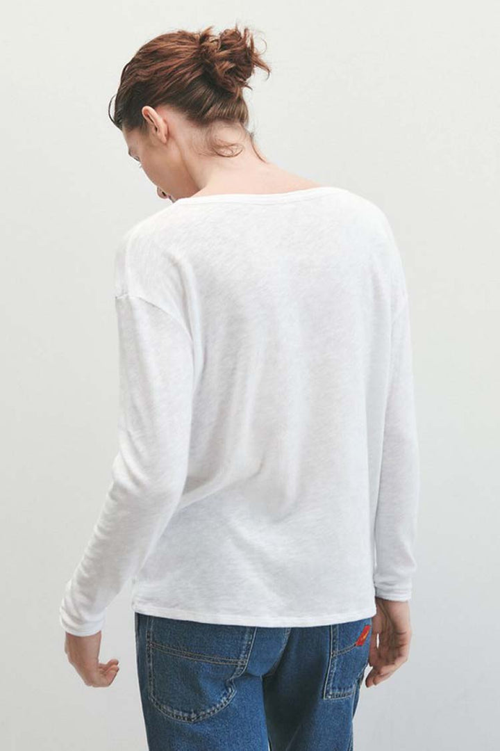 Sonoma Henley Neck LS T-shirt in White