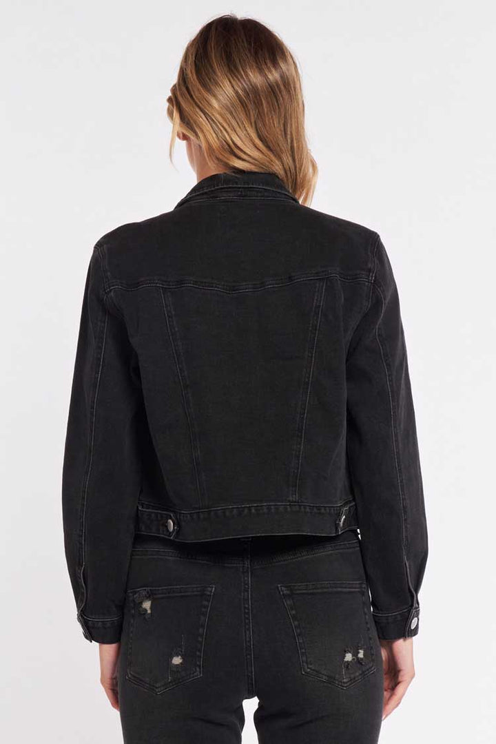 Stacey Distrssed Denim Jacket in Black