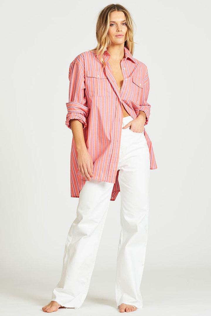 The Boyfriend Double Pocket Shirt in Coral