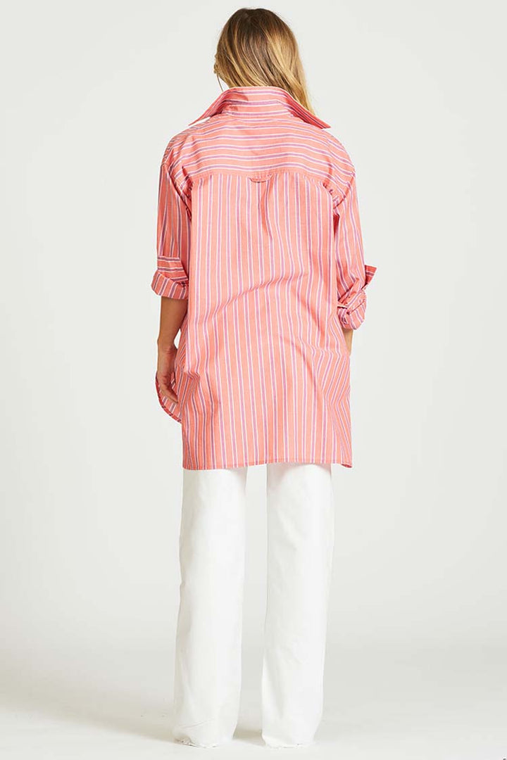 The Boyfriend Double Pocket Shirt in Coral