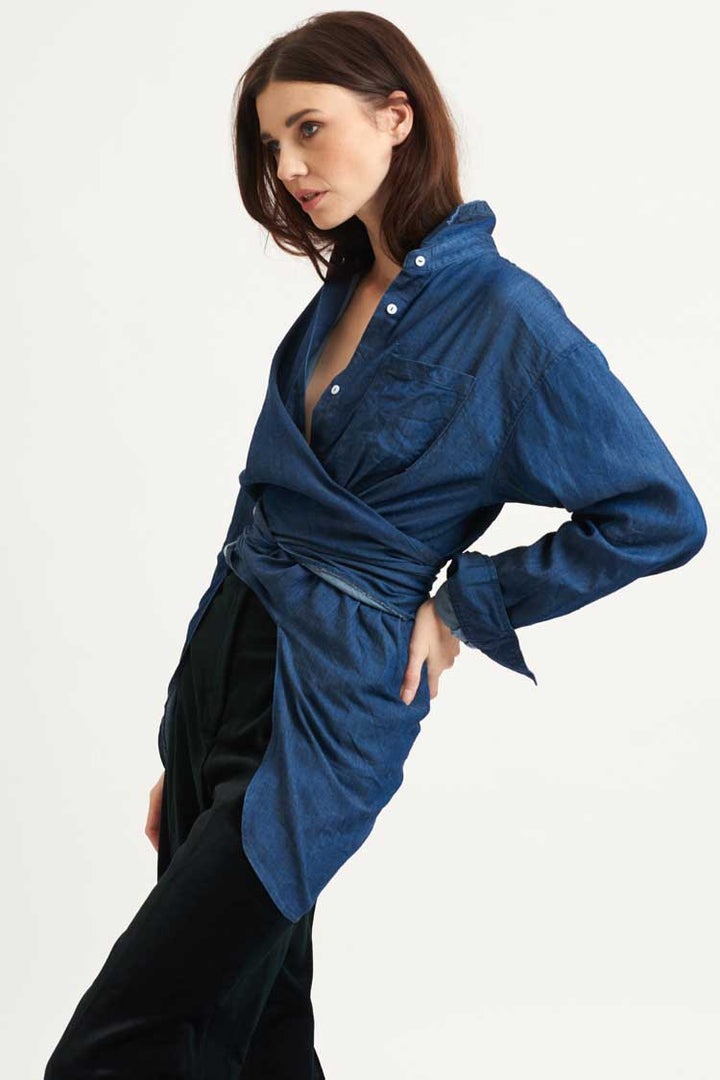 The Boyfriend Oversized Shirt in Dark Denim