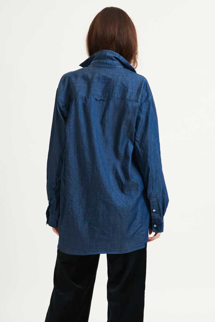 The Boyfriend Oversized Shirt in Dark Denim
