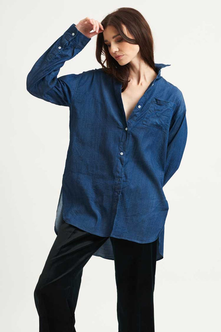 The Boyfriend Oversized Shirt in Dark Denim